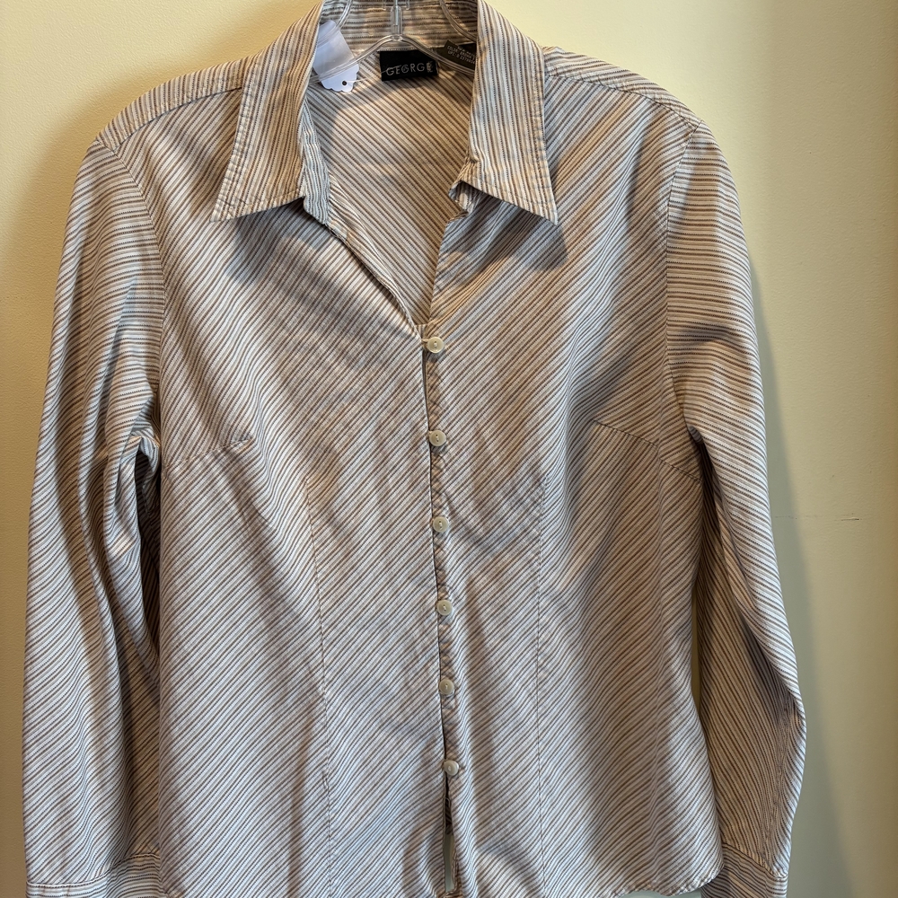 George Black and White Striped Blouse